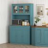 HOMCOM 71" Kitchen Pantry Cabinet with Microwave Stand, Kitchen Hutch with 2 Drawers and Adjustable Shelves, Green