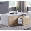 Rectangular Coffee Table with Pull-Out Table