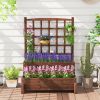 2-Tier Raised Garden Bed with Trellis – Wooden Planter Box with Drainage Holes for Climbing Plants & Vegetables