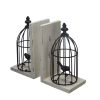 Distressed Black Bird Cage Bookend