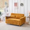 The pull-out and push-in yellow corduroy sofa