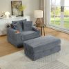 Sofa with 2 toss pillows and a ottoman