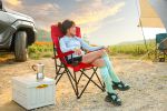 High Back Heavy Duty Lawn Chair Support 250LBS, Portable Collapsible Chair with Cup Holder -Red