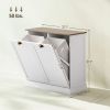 HOMCOM Dual Tilt out Laundry Hamper Cabinet with 2 Removable Basket, Modern Bathroom Storage Cabinet with Shaker Doors and Handles, White