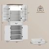 HOMCOM 71" LED Kitchen Pantry Cabinet, Farmhouse Storage Cabinet with Door Shelves, Distressed White