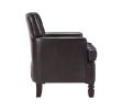 Leather Armchair with Rivet Decoration Single Sofa Accent Chair for Living Room-Brown