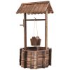 Outdoor Wooden Wishing Well Planter – Decorative Garden Bucket Flower Pot