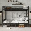 Full XL Over Queen Metal Bunk Bed with Ladder and Slats Support for Adults Teens, Black(Old SKU W2580S00002)