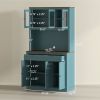 HOMCOM 71" Kitchen Pantry Cabinet with Microwave Stand, Kitchen Hutch with 2 Drawers and Adjustable Shelves, Green