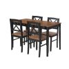 Eco-Friendly Solid Wood Dining Set - Sustainable Home & Restaurant Furniture with Black Metal Accents, Dark Brown