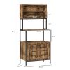 HOMCOM Baker's Rack with Power Outlet and Storage Shelves, Microwave Stand with Louvred Door Cabinets, Rustic Brown