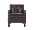 Leather Armchair with Rivet Decoration Single Sofa Accent Chair for Living Room-Brown
