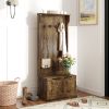 HOMCOM Hall Tree with Coat Rack, Storage, and Sitting Bench, Rustic Brown