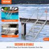 VEVOR Dock Ladder, Adjustable Height, 500 lbs Load Capacity, Aluminum Alloy Steps Pontoon Boat Ladder with Dual Handrails & Nonslip Rubber Mat