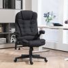Black Linen Massage Office Chair – High Back Recliner with Heat, Vibration, Remote Control & Padded Armrests