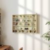 HOMCOM 5-Tier Display Cabinet, Wall-Mounted Display Case with 2 Glass Doors and Adjustable Shelves, Oak