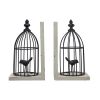 Distressed Black Bird Cage Bookend