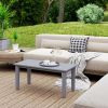 Outsunny Rectangle Outdoor Coffee Table, HDPE All-Weather Outdoor Patio Table with Slatted Tabletop for Yard, Balcony, Gray