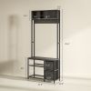 HOMCOM Hall Tree with Bench and Shoe Storage, 5-in-1 Entryway Bench with Coat Rack, 3 Storage Shelves, 2 Fabric Drawers, Gray