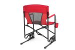 Outdoor Freestyle Rocker Camping Chair Portable Folding Rocking Chair with Solid, Durable Armrests, Drink Holder & Comfortable Backrest -Red