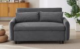 57.48" Pull-out Sofa Bed Convertible Couch 2 Seat Loveseat Sofa Modern Sleeper Sofa with Two Throw Pillows and USB Ports for Living Room