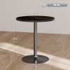 HOMCOM Round Dining Table for 2-4 People, Small Kitchen Table with Wood Grain Top, Black