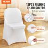 VEVOR White Stretch Spandex Chair Covers - 12 PCS, Folding Kitchen Chairs Cover, Universal Washable Slipcovers Protector, Removable Chair Seat Covers
