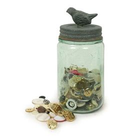 Pint Mason Jar With Songbird Lid (Option: Barn Roof)