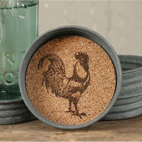 Set of Four Mason Jar Lid Coasters (Option: Rooster)