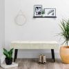 Mid-Century  Corduroy Upholstered End of Bed Bench with Black Metal Legs