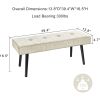 Mid-Century  Corduroy Upholstered End of Bed Bench with Black Metal Legs