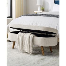 Mid-Century Modern Boho Style  Storage Bench (Linen Boho Bench Color: Off White)