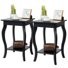 Stylish Nightstand End Table  - Set of 2 (Stylish End Table Color: Black)