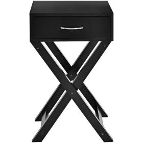 X-Shape 1 Drawer Nightstand End Side Table Storage in White (X-Shape 1 Drawer Color: Black)