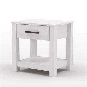 Farmhouse Traditional Rustic White Pine Wood 1-Drawer Nightstand Bedside Table (Nightstand Color: White)