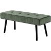 Mid-Century  Corduroy Upholstered End of Bed Bench with Black Metal Legs