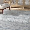 Blue Grey Chevron Coastal Boho Style Indoor Outdoor Area Rug
