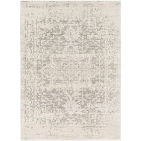 Distressed Oriental Area Rug in Light Grey / Beige (Distressed Oriental Area Rug: 5ft x 7ft)