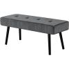 Mid-Century  Corduroy Upholstered End of Bed Bench with Black Metal Legs