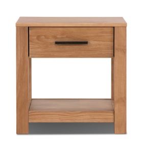 Farmhouse Traditional Rustic White Pine Wood 1-Drawer Nightstand Bedside Table (Nightstand Color: Pine)