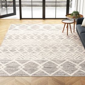 Hand Woven Wool Blend Grey Beige Ivory Persian Style Area Rug (Ivory Persian Area Rug: 9ft x 12ft)
