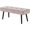 Mid-Century  Corduroy Upholstered End of Bed Bench with Black Metal Legs