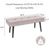 Mid-Century  Corduroy Upholstered End of Bed Bench with Black Metal Legs