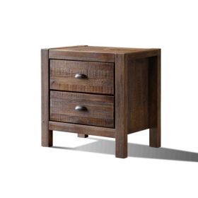 Farmhouse Style Solid Pine Wood 2-Drawer Nightstand Bedside Table in Black (2-drawer nightstand: Walnut)