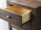 Farmhouse Style Solid Pine Wood 2-Drawer Nightstand Bedside Table in Black