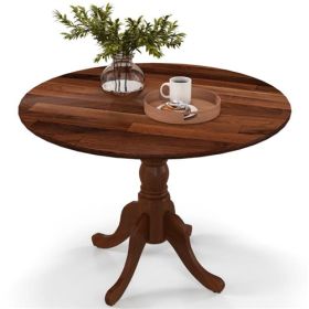 40-inch Round Solid Wood Farmhouse Kitchen Dining Table (Round Table Color: Brown Finish)