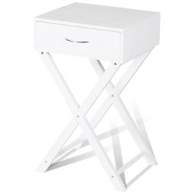 X-Shape 1 Drawer Nightstand End Side Table Storage in White (X-Shape 1 Drawer Color: White)