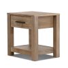 Farmhouse Traditional Rustic White Pine Wood 1-Drawer Nightstand Bedside Table