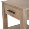 Farmhouse Traditional Rustic White Pine Wood 1-Drawer Nightstand Bedside Table
